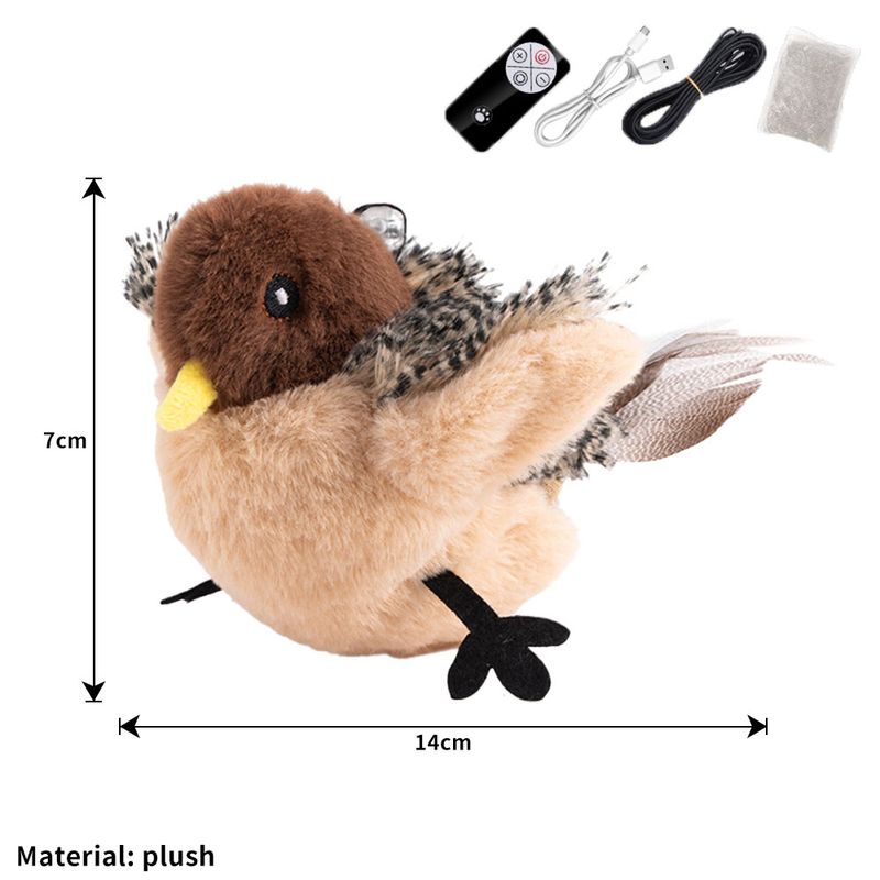 New Remote Control Interactive Cat Toys Flying Bird Flapping Wings Sparrow Catnip Toy Vivid Chirping Simulation Bird Cat_voghion.com
