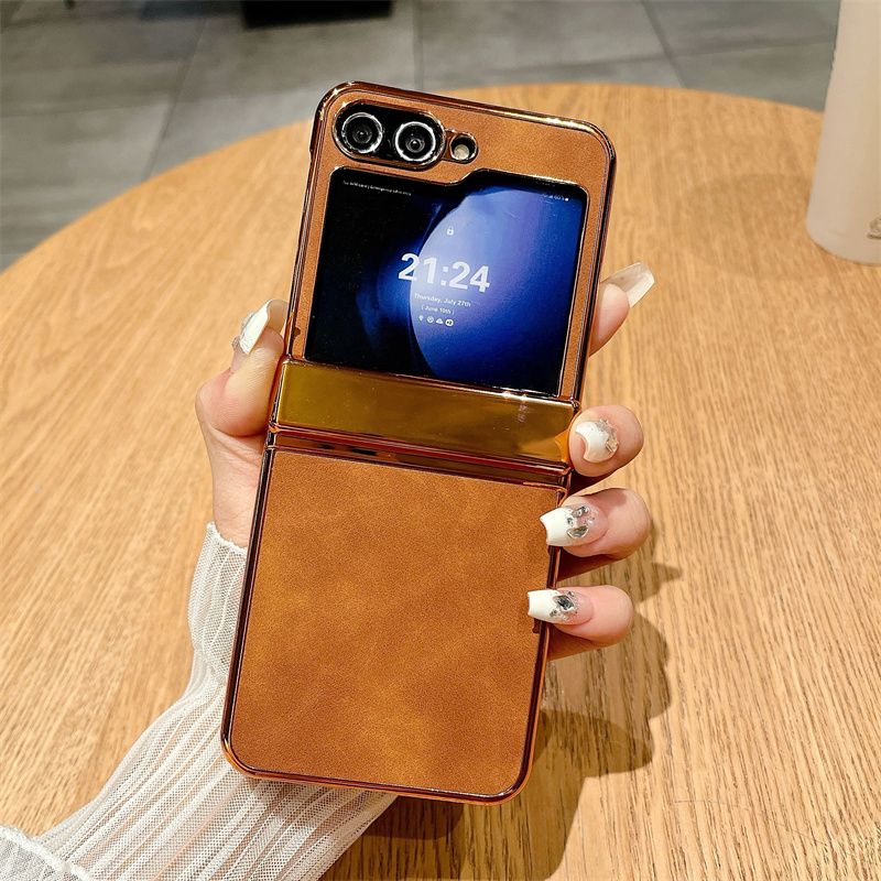 For Samsung Galaxy Z Flip 3 4 5 Vintage Leather Three in One Business Man Phone Case_voghion.com