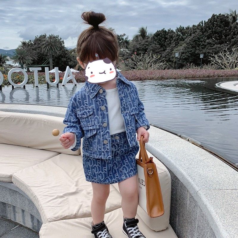 Mutter & Kinder 2025 Mädchen Herbst Neue Stil Denim Rock Koreanischen Stil kinder Anzug Baby Mode Denim Jacke kinder der Zwei Stück Anzug_voghion.com