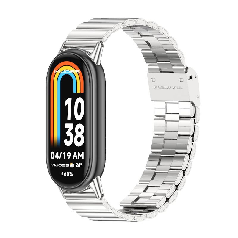 For Xiaomi Mi Band 8 / 9 / 9 NFC Mijobs Bamboo Buckle Stainless Steel Watch Band(Rose Gold+Light Gold)_voghion.com