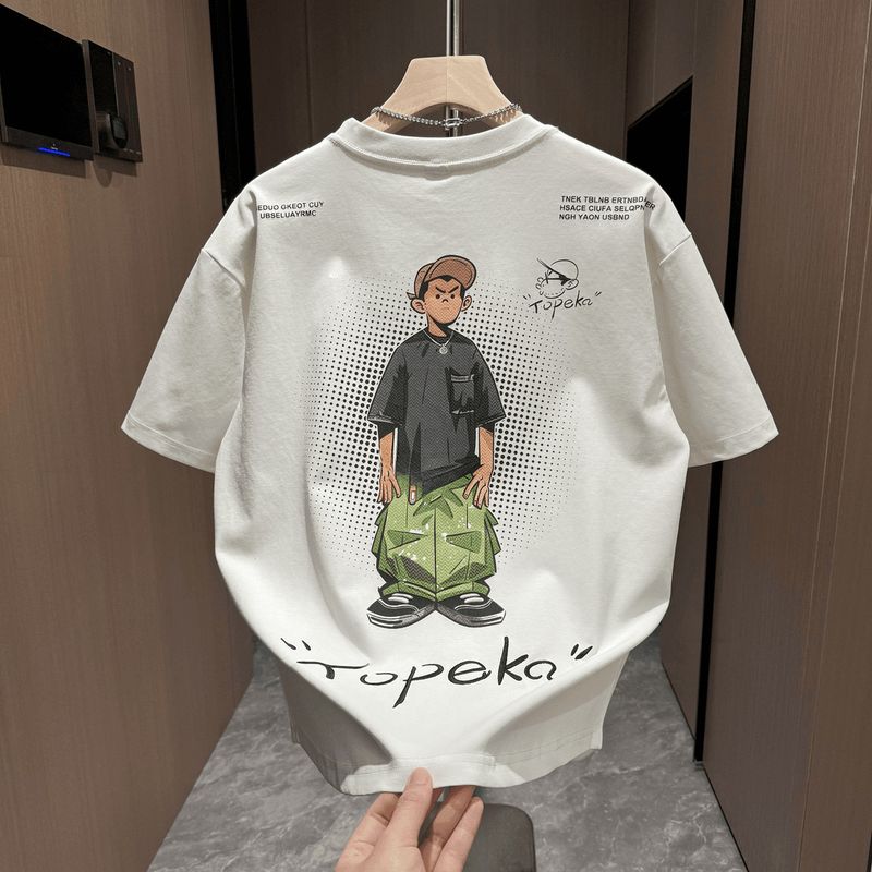 Men's Clothing Summer New Short-sleeved Youth Tops Loose Curved Versatile Three-dimensional Foaming Embroidery Short-sleeved T-shirts For Men_voghion.com