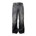 Abbigliamento maschile retrò blu scuro Lightning Cracked Jeans per uomo e donna Pantaloni larghi a gamba larga Pantaloni svasati dritti lavati_voghion.com