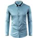 Herrenbekleidung Vier-Wege-Stretchhemd Herren farblich passender Kragen Diamantknopf Langarmhemd Business Casual Herrenhemd Außenhandel_voghion.com