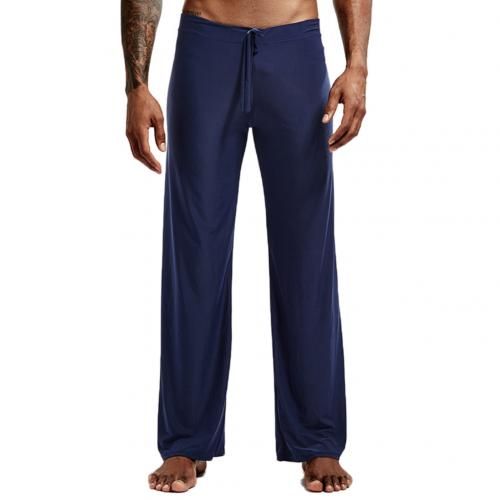 Long Length Jogging Men Casual Solid Color Low-waisted Drawstring Loose Pants Running Yoga Trousers_voghion.com