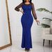 Elegant Women's Dress, Solid Color Mesh Sequin Splicing, High Waist Long Slim Evening Gown Christmas Thanksgiving Halloween Valentine's Day_voghion.com