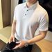 Summer New High-end Fabric Ice Silk Seamless Short-sleeved High Elastic Thin Waffle Lapel Short-sleeved Polo Shirt Men's_voghion.com