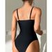 Maillot de bain une pièce pour femme, maillot de bain conservateur à bretelles en maille_voghion.com