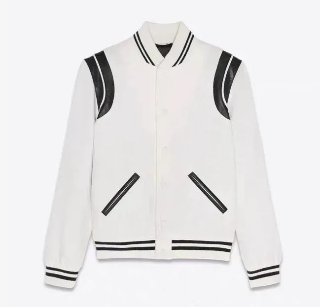 Men's Classic Baseball Bomber Jacket Outwear Stadium Coat Casual Zipper Closure Long Sleeve Black 2024_voghion.com