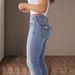Double Button Mid Waist Straight Jeans Women's Slim Temperament Pants_voghion.com