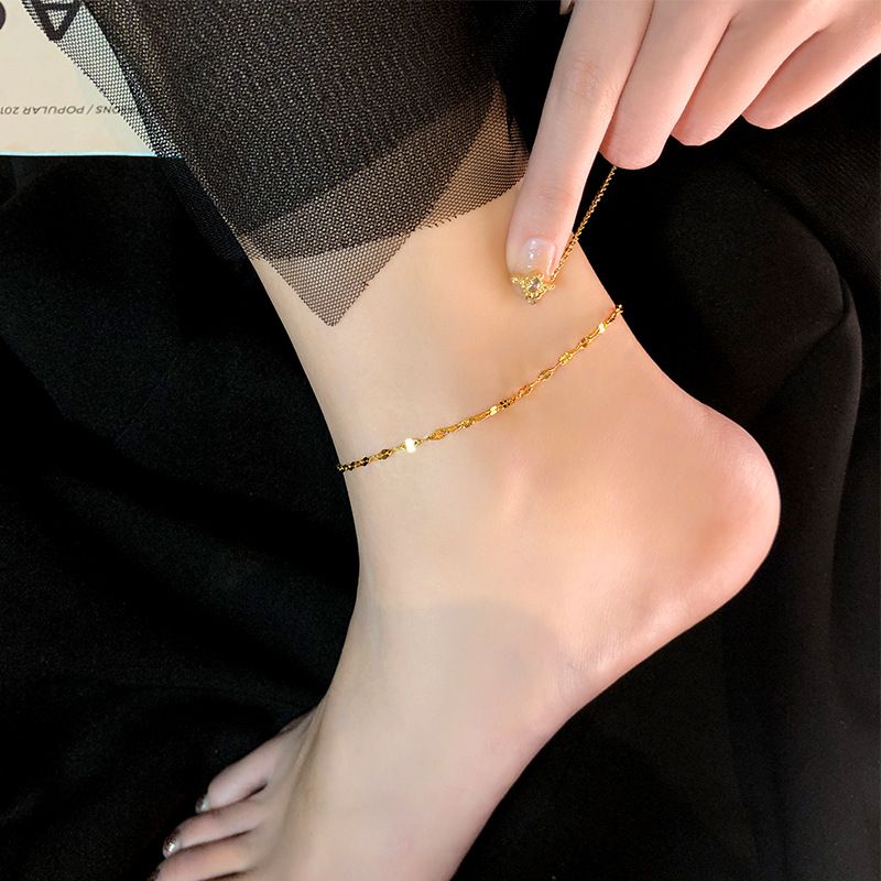 Women's 2021 anklet new fashion  gold net red anklet titanium steel rose gold fairy spirit ins simple non-fading fine_voghion.com