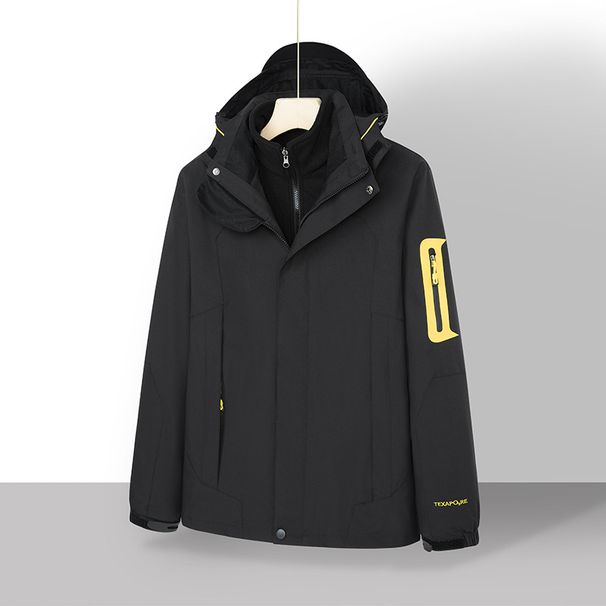 Outdoor For Men Women, Windproof Water-Resistant, 3-in-1 Detachable Two-Piece Set, Winter Fleece-Lined And Thickened_voghion.com