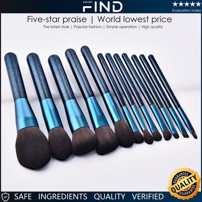 12-teiliges blaues Make-up-Pinsel-Set, hochwertige, professionelle Gesichts-Make-up-Pinsel, Direktverkauf ab Werk von FINDCOLOR_voghion.com