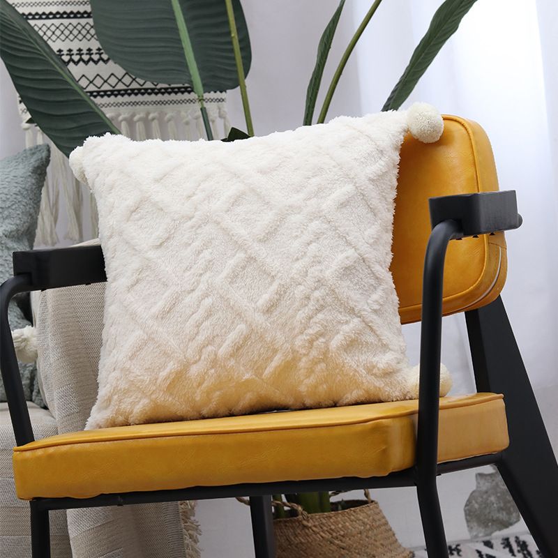 Modern Striped Faux Fur Pillow Covers With PP Filling - Soft Fluffy Cushion Cases For Sofa, Bed, Living Room (Teddy/Sheared Velvet, White/Blue)​_voghion.com