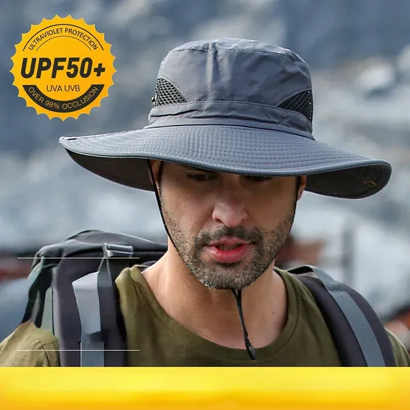 Nouveautés Chapeau de soleil grand avant-toit résistant aux UV Parasol d'été Crème solaire pour pêcheur Pêche en plein air Imperméable Séchage rapide Parapluie respirant_voghion.com