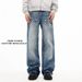 Unisex Baggy Jeans With Cracked High-Street Style – Relaxed Fit, Flared Leg, Vintage Washed Denim For Men & Women_voghion.com