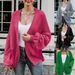 2024 neuer übergroßer Cardigan mit Taschenstrick, einfarbig, lässig, lockerer Jackenpullover für Damen_voghion.com