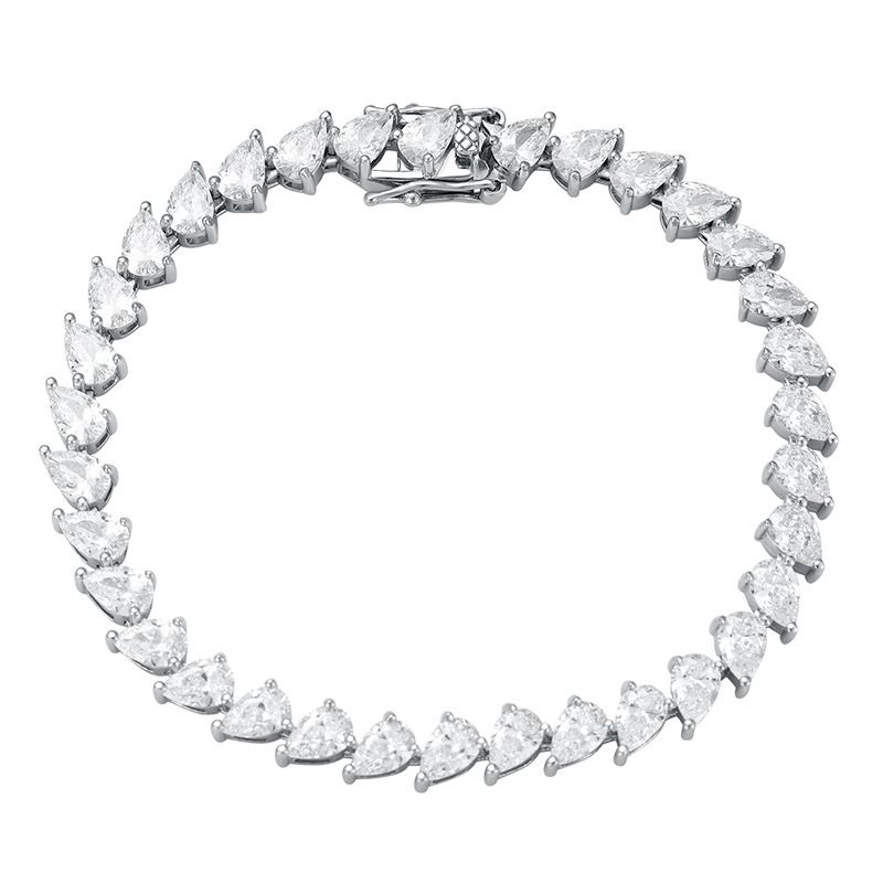 Women's Jewelry Elegant Pear-Cut Moissanite Bracelet In 925 Sterling Silver, Full Diamond Accents, Minimalist & Trendy Design_voghion.com