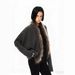 Luxury Merino Wool Coat With Fox Fur Collar – Oversized Cropped Blazer In Distressed Grey (S/M, Textured Weave, Acrylic-Nylon Blend)_voghion.com
