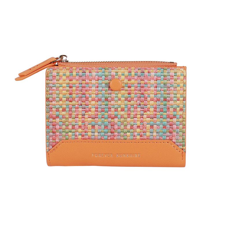 Portefeuille court tissé pour femme, petit portefeuille à deux volets, porte-monnaie et cartes à fermeture éclair, 2025_voghion.com