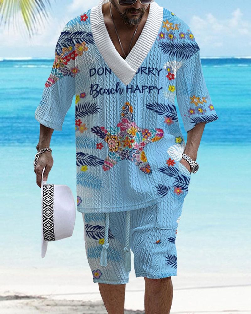 Men's Clothing 3D printing large size men's knitted short sleeved shorts suit_voghion.com