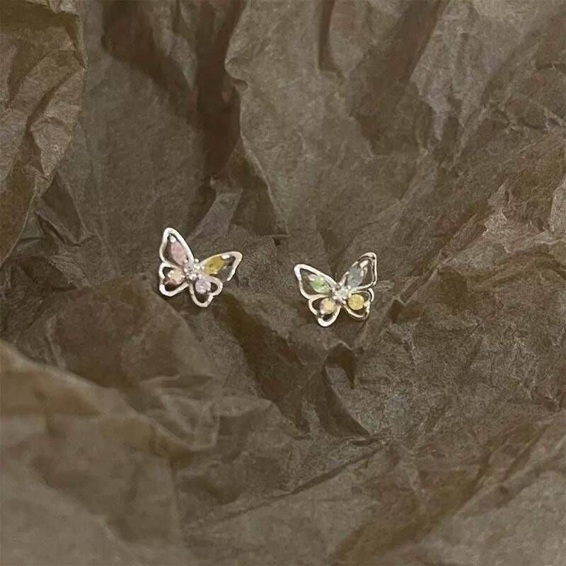 Dream Of The ~ Colorful Butterfly Zircon For Women Summer Exquisite Small Light Luxury Niche High-end Earrings_voghion.com