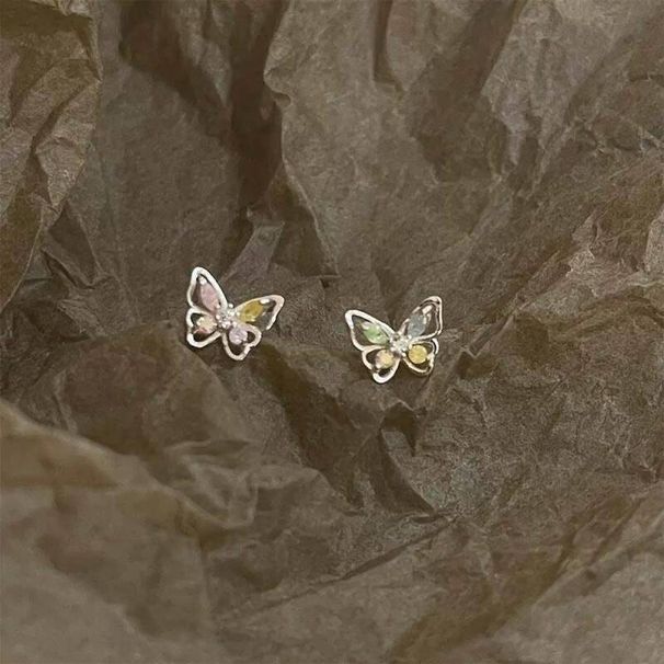 Dream Of The ~ Colorful Butterfly Zircon For Women Summer Exquisite Small Light Luxury Niche High-end Earrings_voghion.com