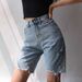 Women's Clothing Ripped Denim Shorts High Waist Black Loose Mid Length Pants Straight Five Point Pants_voghion.com