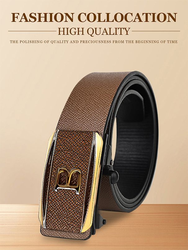 CALIENTE Nueva moda 12 constelaciones aleación automática hebilla sin dientes cuero de negocios para hombres jeans PU de alta calidad_voghion.com