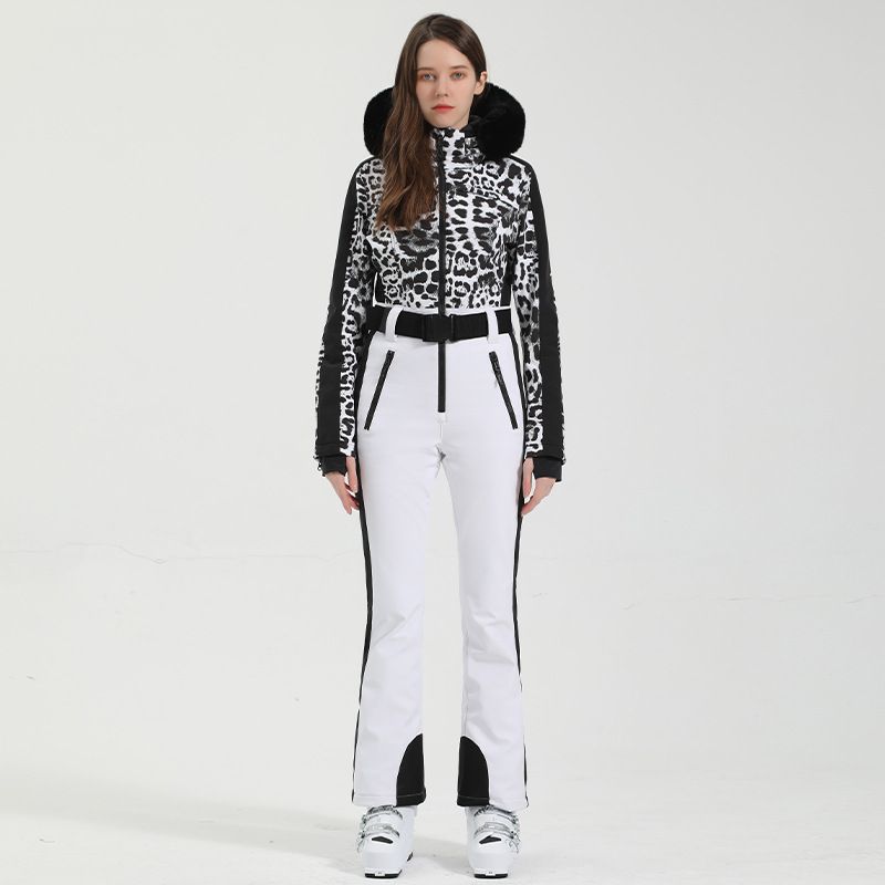 Yeni Kadın Çift Tahta Su Geçirmez Rüzgar Geçirmez Sıcak Kar Pantolonu Profesyonel Tek Parça Kayak Takımı_voghion.com