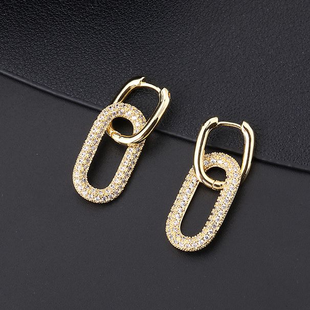 Women's Vintage-Inspired Copper Zircon - Minimalist Geometric Dangle Earrings_voghion.com