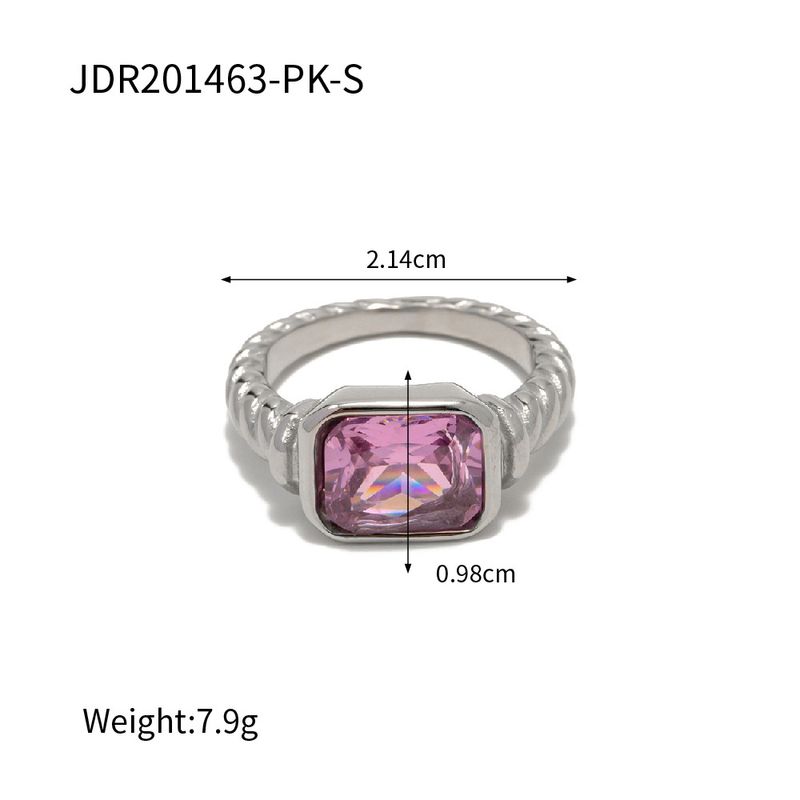 Edelstahl vielseitiger goldrosa Zirkonring rechteckig Edelstahl 2023 Trendschmuck_voghion.com