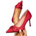 Women's Shoes Red High Heels Diamond Strap Stilettos Fashionable Pointed Shoes Red Chain Decoration Simple High Heels_voghion.com