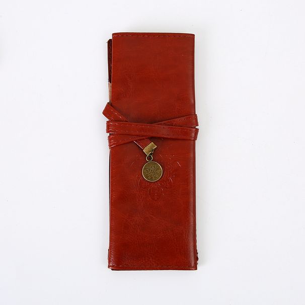 Creative Ethnic Style pu Leather Twilight Pen Bag Roll Pen Curtain Korean Retro Simple Large Capacity Stationery Box_voghion.com