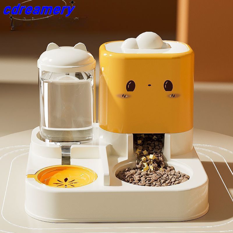 Automatische voer- en waterdispenser voor katten en honden - Alles-in-één apparaat, schattige waterdispenser voor huisdieren_voghion.com