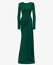 Women's Clothing Sexy Fashion Round Neck Pleated Waist Slim Fit Solid Color Temperament Dress_voghion.com