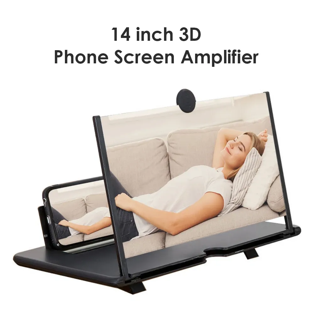 14'' 3D Cell Amplifier Folding Mobile Magnifying Glass HD Projector Screen Enlarger Magnifier Phone Holder_voghion.com