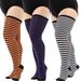 2025d Overknee-Socken aus Baumwolle mit Streifen für Damen in Übergröße_voghion.com