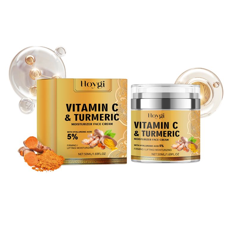 Crema viso idratante alla vitamina C e curcuma, attenua le macchie scure, schiarisce la pelle, rassoda e schiarisce il colorito spento._voghion.com