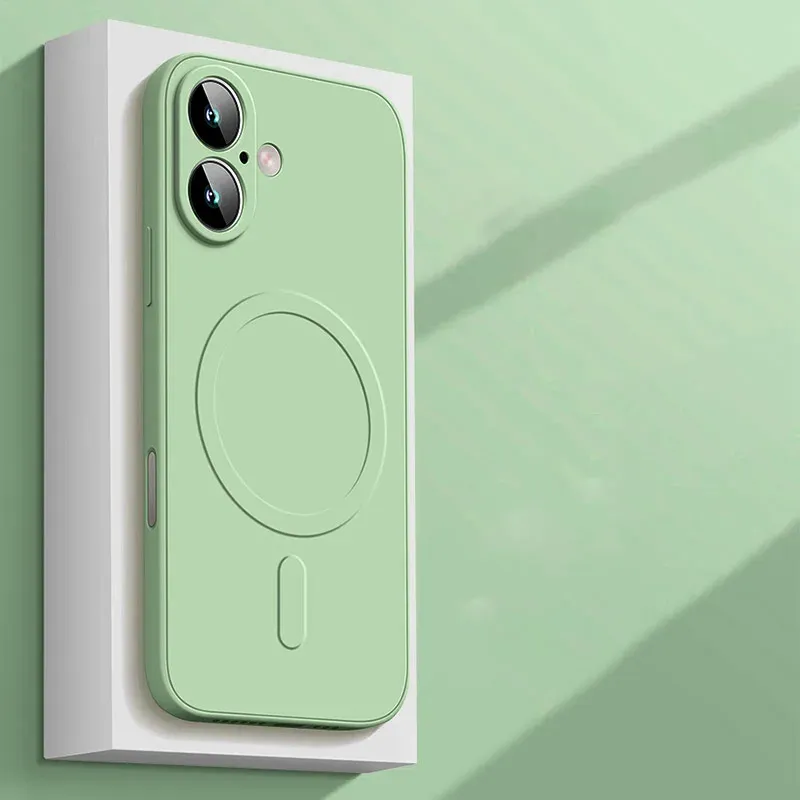 Flüssiges Silikon-Magnetgehäuse für iPhone 16 15 14 Plus 13 12 Mini 11 Pro XS Max für Magsafe Wireless Charge Soft Cover_voghion.com