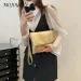 Women Envelope Clutch Solid Color PU Leather Folding Handbag Zipper Closure Casual Style Classic Commuting Bag 250210_voghion.com
