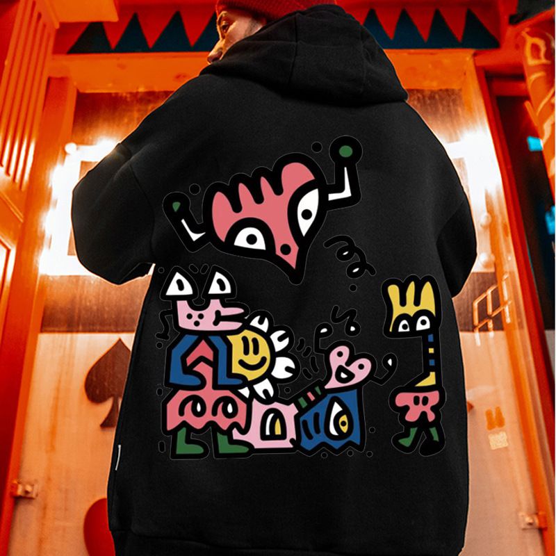 Oversize-Sweatshirt im Hongkong-Stil mit Kapuze, Cartoon, neues Sweatshirt für Herren, trendige Marke, in großen Größen für Herren im Herbst und Winter plus Samt 8XL_voghion.com
