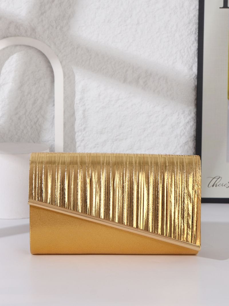 Nuova borsa da sera con catena in metallo, borsa quadrata in seta arricciata, semplice pochette a tracolla per cocktail e feste da sposa_voghion.com