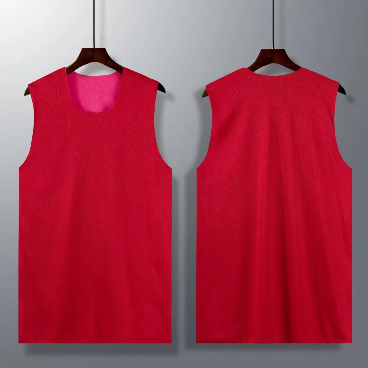 Basketball vest men's training, loose fit for sports, fitness, hip-hop trend, sleeveless basketball shirt, double-sided_voghion.com
