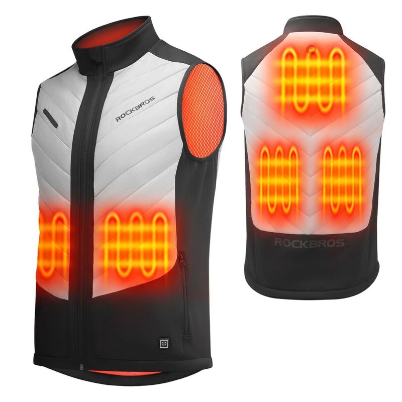 Gilet riscaldato elettrico ROCKBROS con 3 impostazioni di temperatura, nessun power bank incluso_voghion.com