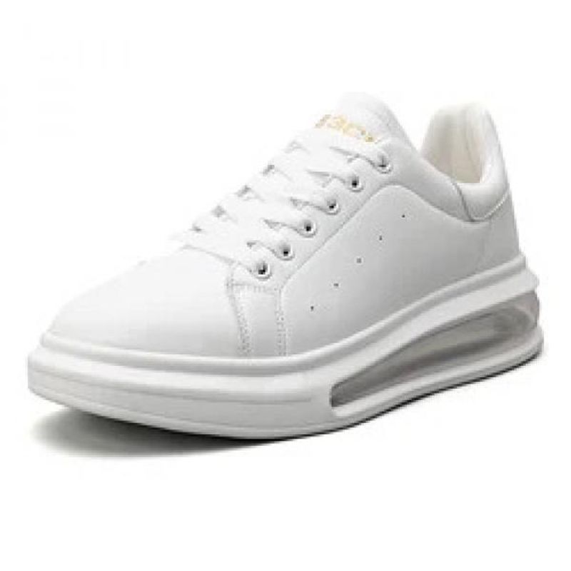 2024 Brand Logo Customize Solid White Black Women Fashion Sport Sneakers Full Sole Air Cushion Leather Running Shoes for Men Closed Training_voghion.com