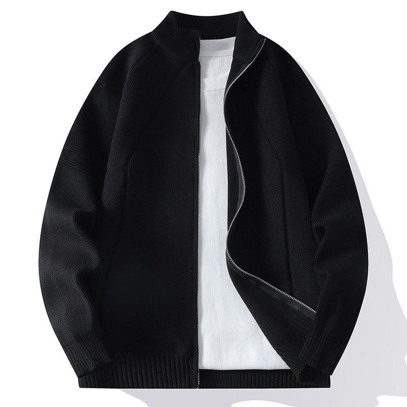 ​​Men's Casual Zip-Up Knit Sweater Lightweight Breathable Polyester Blend Long Sleeve Cardigan For Streetwear & Daily Wear​​_voghion.com