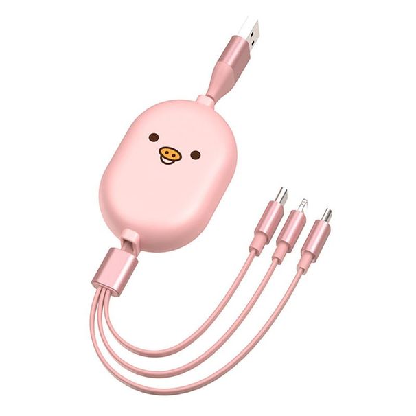 Retractable 3 in 1 Data Wire Charging Cable for Apple/Android/Type-c Connectors_voghion.com