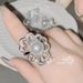 SIsi high end dewdrop flower gemstone pearl ring plated  shell bead geometric noble lady temperament niche ring_voghion.com