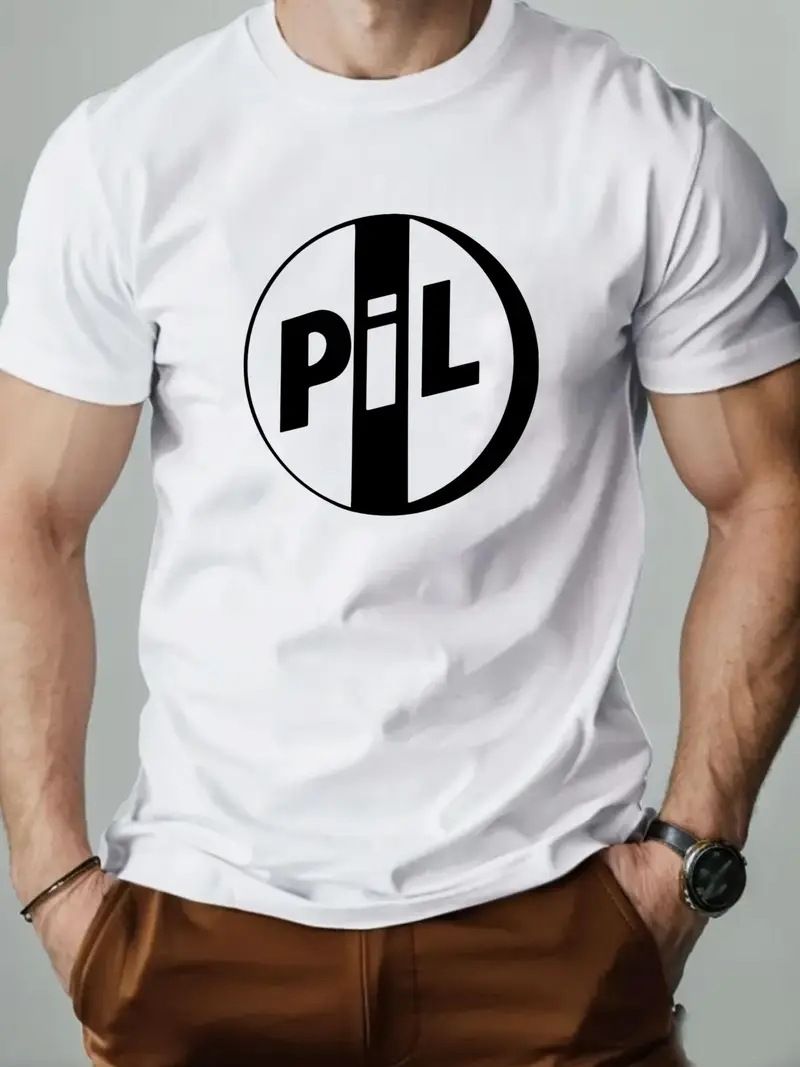 T-shirt da uomo a maniche corte in mesh traspirante con grafica PIL audace - Comoda maglietta casual con scollo rotondo per l'estate_voghion.com