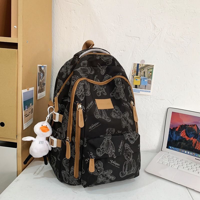 Rucksack Herren neue große Kapazität Junior High School Schüler Schultasche reflektierende Bär Mode lässig Rucksack_voghion.com